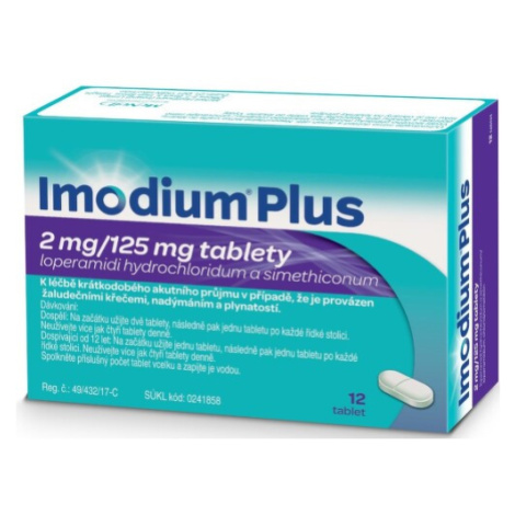 IMODIUM PLUS 2MG/125MG TBL NOB 12