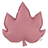 Cotton & Sweets Lněný polštář javorový list sytě růžová 43x43 cm