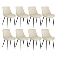 TecTake Sada 8 židlí Monroe v sametovém vzhledu - krémová
