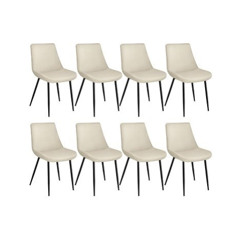 TecTake Sada 8 židlí Monroe v sametovém vzhledu - krémová