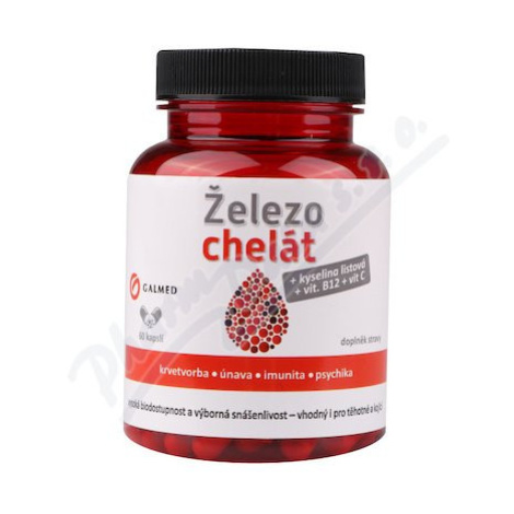 GALMED Železeo chelát + Vitamín B9, B12, C 60 kapslí