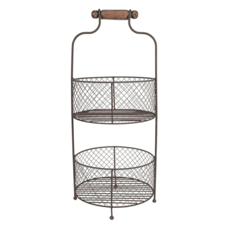 Drátěný stojan se 2 košíky na ovoce – 25 x 59 cm Clayre & Eef