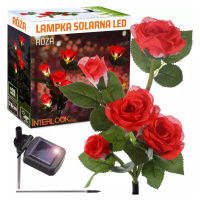 FLD-35-RED | LED solární zahradní lampa Červené růže | 74 cm, 600 mAh