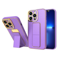 Flexibilní electroplating silikonové pouzdro se stojánkem na Samsung Galaxy A12 5G Purple