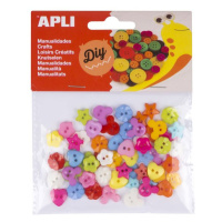 APLI Plastové knoflíky, mix tvarů a barev - 60 ks