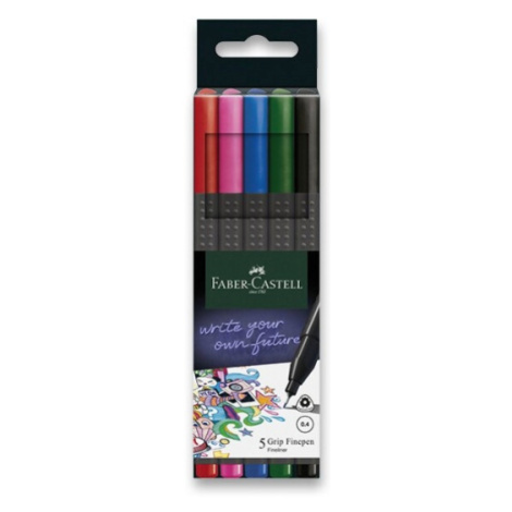 Fineliner Faber-Castell Grip 5 barev, základní barvy Faber-Castell