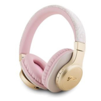 Bezdrátová luchátka Guess PU Leather 4G Script Logo BT5.3 Stereo Headphone, růžová