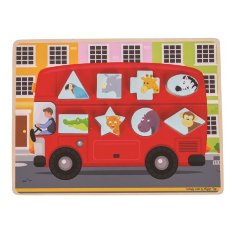 Bigjigs Toys Vkládací puzzle autobus se zvířátky