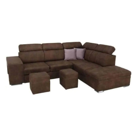 Tempo Kondela Sedací souprava LANZA, látka hnědá / světle fialová, pravá