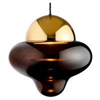 DESIGN BY US Závěsné svítidlo LED Nutty XL, hnědá / zlatá barva, Ø 30 cm, sklo