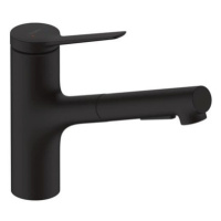 Dřezová baterie Hansgrohe Zesis s vytahovací sprškou, 2 proudy černý mat 74803670