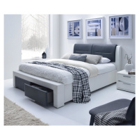 Dvoulůžková postel CASSANDRA S –⁠ 140x200, PU kůže, bílá/černá