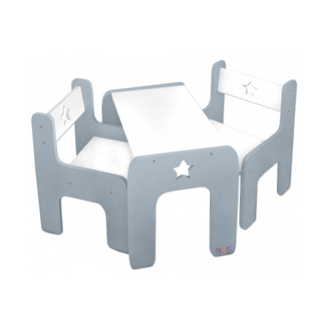 Sada nábytku Star - Stůl + 2 x  židle - šedá s bílou NELLYS