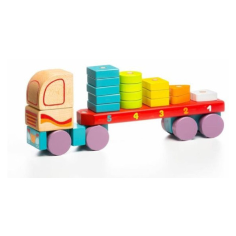 Kamion s geometrickými tvary - dřevěná skládačka 19 dílů CUBIKA