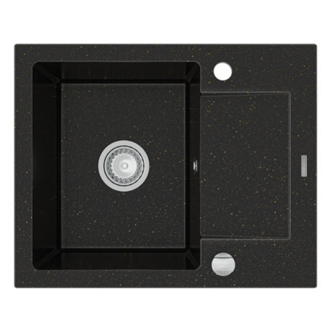 MEXEN Enzo granitový dřez 1-mísa dřez s vypouštěním krátký Board 576x465 mm, černá / kovové zlat