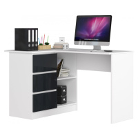 Ak furniture Rohový psací stůl B16 124 cm bílý/grafitový lesk levý