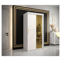 Šatní skříň Abi Golden T2 Barva korpusu: Bílá, Rozměry: 100 cm, Dveře: Bílý Marmur + zlaté zrcad