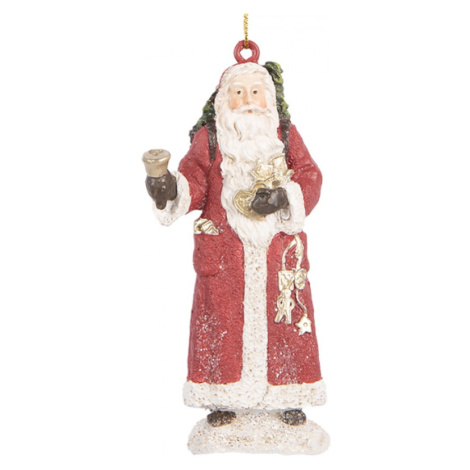 Vánoční závěsná ozdoba Santa Claus zvonící na zvonek – 5x3x11 cm Clayre & Eef