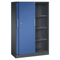 C+P Skříň s posuvnými dveřmi ASISTO, výška 1617 mm, šířka 1000 mm, černošedá/enciánová modrá