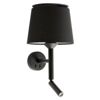 FARO SAVOY nástěnná lampa, černá, se čtecí lampičkou