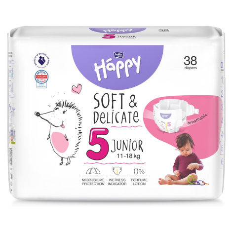 Bella Baby Happy Soft&Delicate 5 Junior 11–18 kg dětské pleny 38 ks