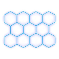 Escape6 Kompletní LED hexagonové svítidlo modré, rozměr 11 elementů 336 × 238 cm