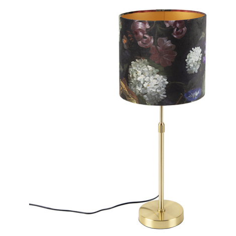 Stolní lampa zlatá / mosaz se sametovým odstínem květiny 25 cm - Parte QAZQA