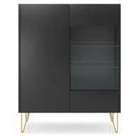 PSK Vitrínová skříň HOPE, Černá/Marmur Black Royal 97 cm
