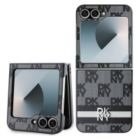 DKNY PU Leather Checkered Pattern and Stripe kryt Samsung Galaxy Z Flip 6 černý