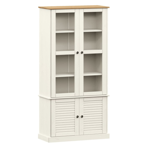 vidaXL Prosklená vitrína VIGO bílá 85x35x170 cm masivní borové dřevo