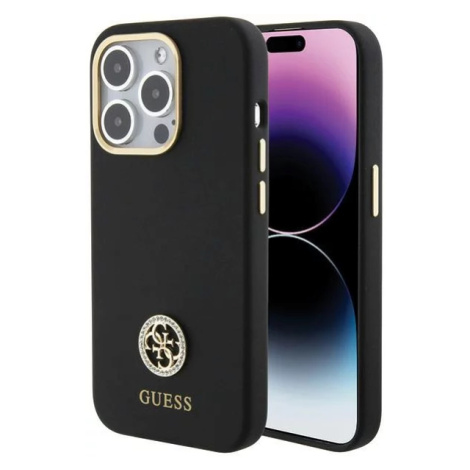 Kryt Guess GUHCP15LM4DGPK iPhone 15 Pro 6.1" black hardcase Silicone Logo Strass 4G (GUHCP15LM4D