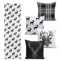 Sada 4 vánočních povlaků na polštář a běhounu na stůl Minimalist Cushion Covers Reindeer and Sta