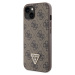 Zadní kryt Guess PU 4G Strass Triangle Metal Logo + Crossbody popruh pro Apple iPhone 15, brown