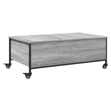 vidaXL Konferenční stolek na kolečkách šedý sonoma 91x55x34cm kompozit