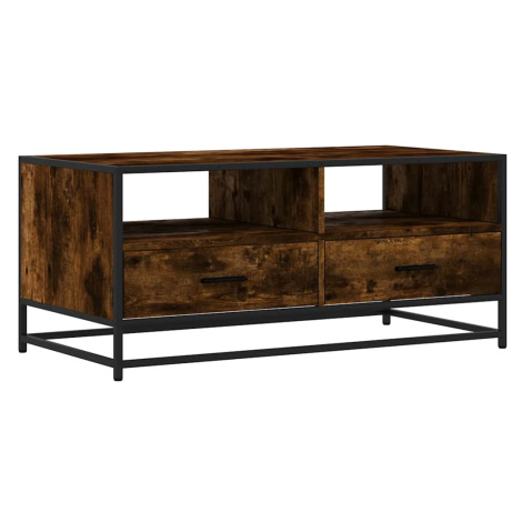 vidaXL Konferenční stolek kouřový dub 100 x 50 x 45 cm kompozit a kov