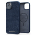 NJORD Salmon Leather Magsafe Case iPhone 14 Plus Blue