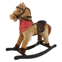 MAC TOYS - Hnědý houpací kůň s šátkem, zvukem a hýbající pusou