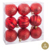 Sada 9 vánočních ozdob v červené barvě Unimasa, ø 6 cm