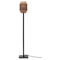 Stojací lampa s bambusovým stínidlem v černo-přírodní barvě (výška 135 cm) Bhutan – Good&Mojo