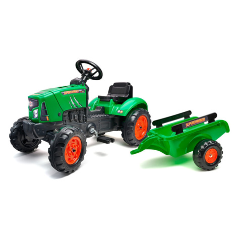 FALK - Šlapací traktor 2031AB Supercharger zelený s vlečkou