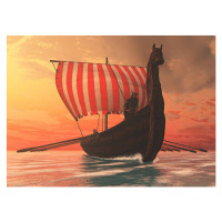 Ilustrace Viking Man and Longship, CoreyFord, 40 × 30 cm