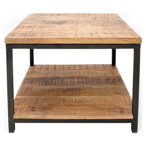 Černý konferenční stolek s deskou z mangového dřeva LABEL51 Vintage, 60 x 60 cm
