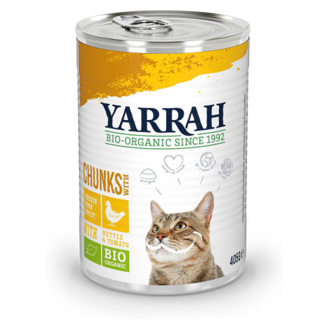 Yarrah Bio kousky 1 x 405 g - bio kuře s bio kopřivou & bio rajčaty v omáčce