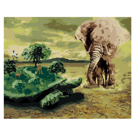 Malování podle čísel - ŽELVA V AFRICE Rozměr: 40x50 cm, Rámování: vypnuté plátno na rám
