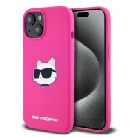 Pouzdro Karl Lagerfeld pro iPhone 15 6.1 růžové Choupette Head MagSafe