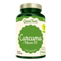 GreenFood Nutrition Curcuma + Vitamín D3 90 kapslí