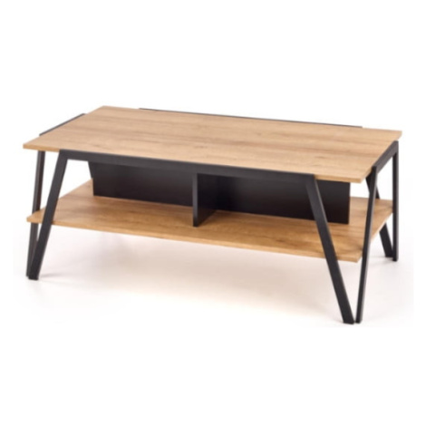 Obdélníkový konferenční stolek Volta do obývacího pokoje zlatý s černou - Halmar