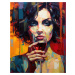 Obrazy na stěnu - Cílevědomá žena s vínem Rozměr: 40x50 cm, Rámování: vypnuté plátno na rám