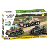 Cobi 3 tanky: Panzer I, Valentine IX, Renault R, 1:35, Muzeum tanků, Les Blindes in Sau