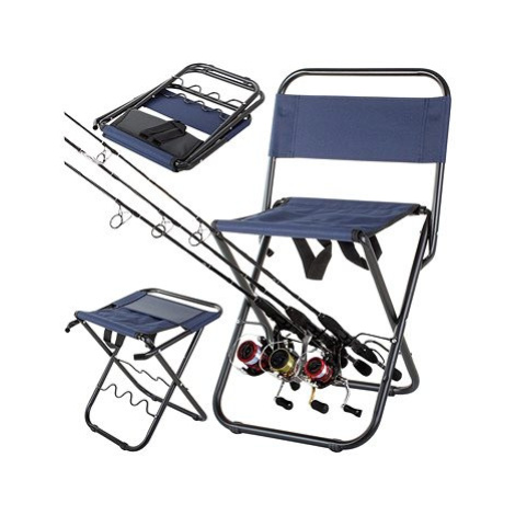 Verk 01679 Kempingová skládací židlička s držákem na rybářský prut modrá